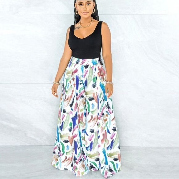 HIGH WAISTED FLARE PANTS Multicolored - Picture 1 of 5